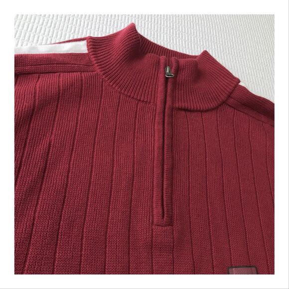 Vintage Route 66 Mens 1/4 Zip Sweater XL Red White Stripe Ribbed 100% Cotton NWT - Picture 4 of 9